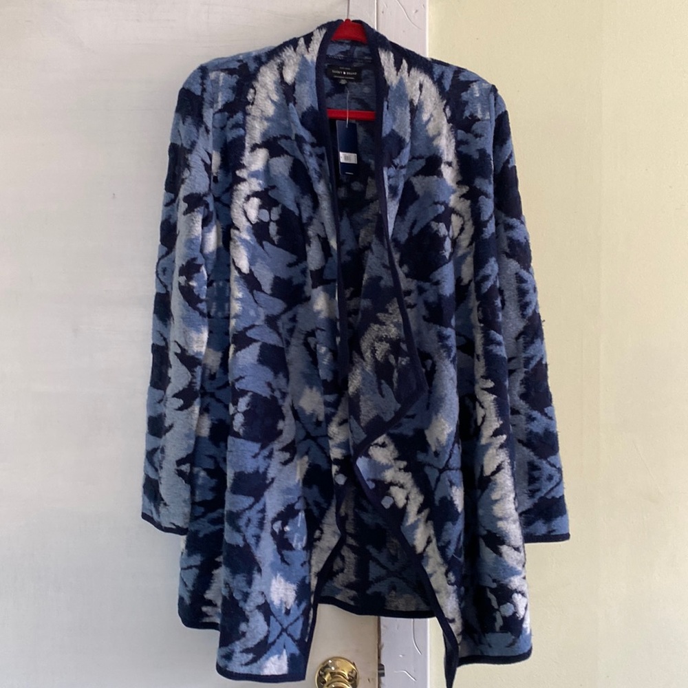 Lucky Brand Cotton Stretch Beautiful Shades of Blue Cardigan Jacket New WithTags